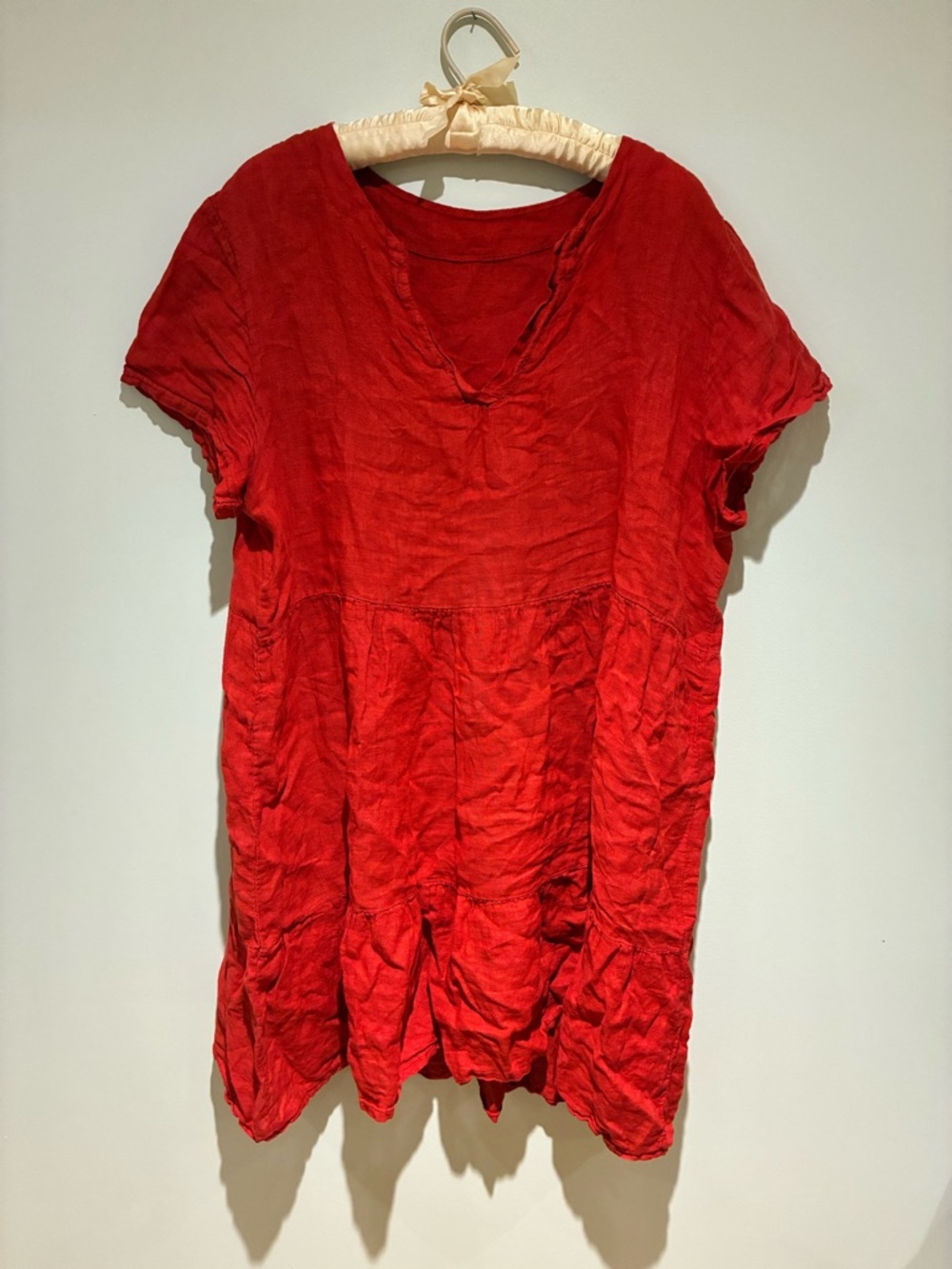 Loose Linen Red Dress